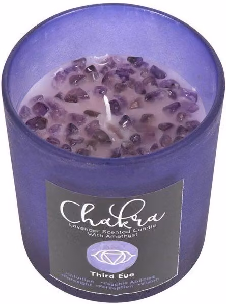 KDMD Third Eye Chakra Lavender Crystal Chip Votive Candle in Blue and Purple – 1