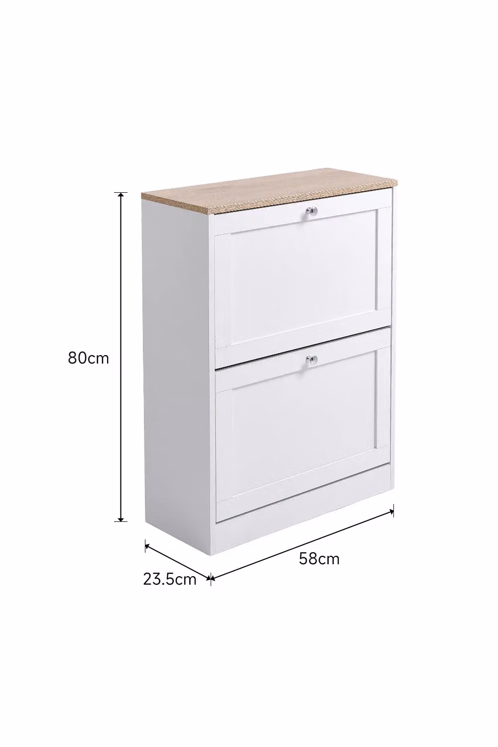 Living and Home White Wooden 2 Drawer Flip Down Shoe Cabinet Storage Organizer – 2