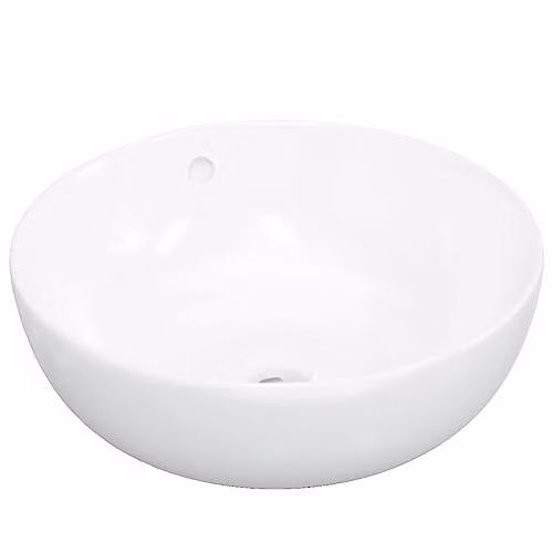vidaXL White Ceramic Round Countertop Wash Basin with Overflow, W: 44 cm, D: 17 cm – 1