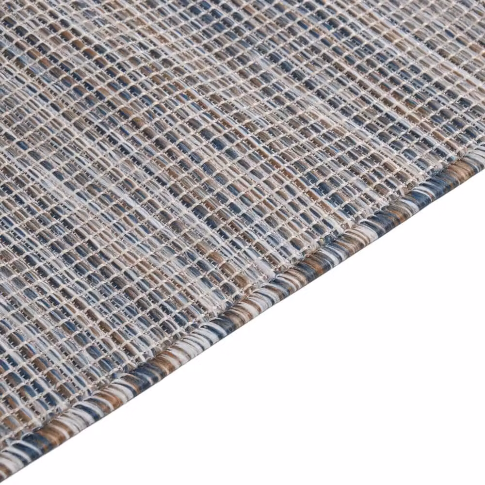 Berkfield Home Outdoor Flatweave Round Rug in Brown and Blue, W/D: 80 x 80 cm – 3