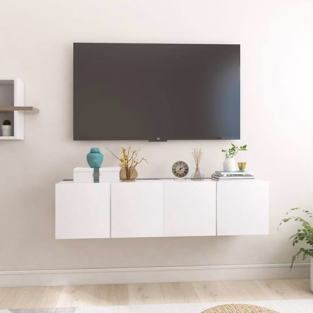 Berkfield Home Hanging TV Cabinets, 2 Piece Set, White, W/D/H: 60 x 30 x 30 cm – 1