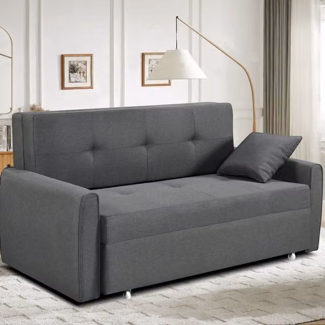 Comfy Living Grey Fabric Upholstered Pull Out Sofa Bed