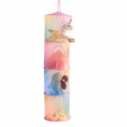 OHS 4 Tier Tie Dye Hanging Mesh Teddy Storage Organiser in Multicolour