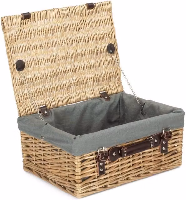 Red Hamper Wicker Empty Hamper with Grey Cotton Lining, W: 40 cm – 1