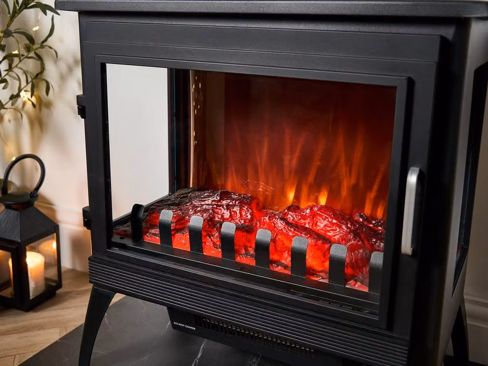 Sureflame Marlow 3-Sided Electric Floor Stove in Black – 3