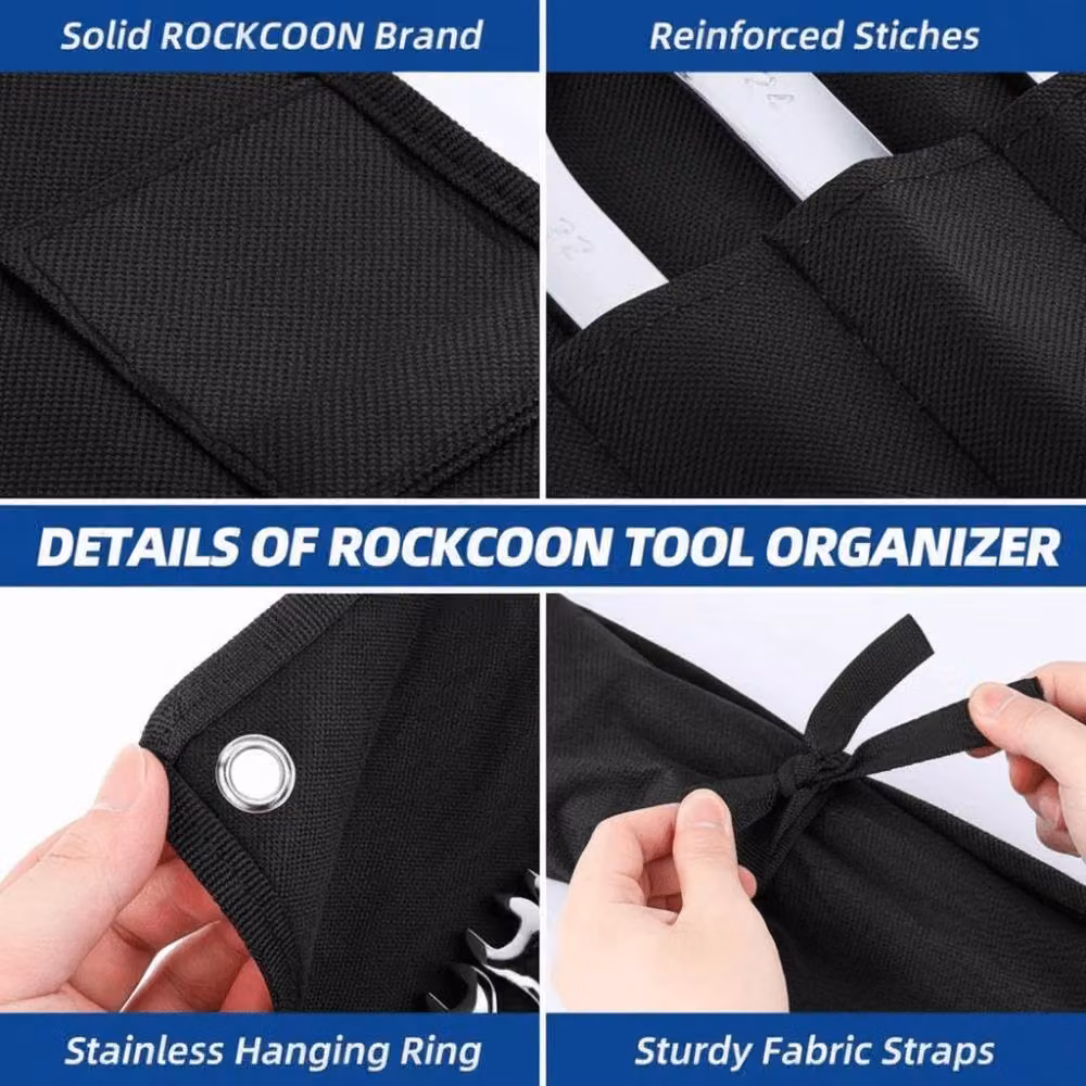 SPETLEK 16 Pocket Wrench Roll Tool Organizer Pouch, Black, W: 52 cm x H: 52 cm – 5