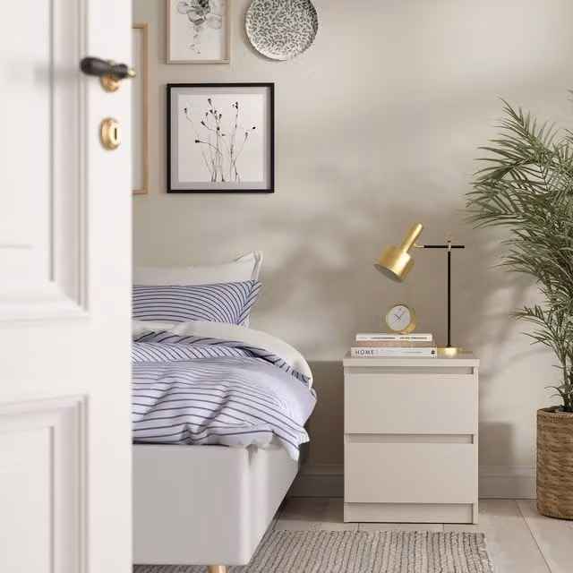 Furniture To Go Naia 2 Drawer Bedside Table in Jackson Hickory and Cashmere