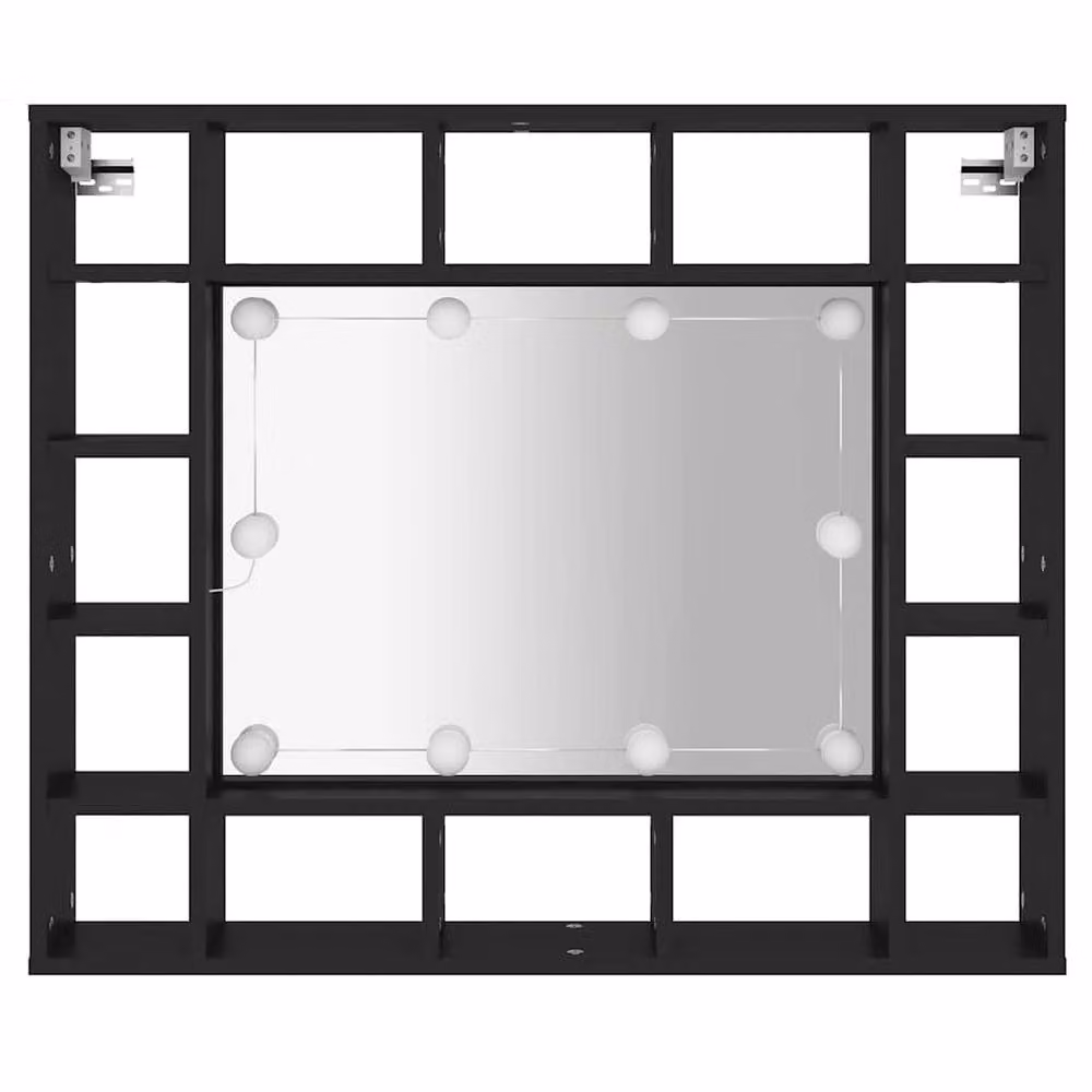 Berkfield Home Modern Black LED Mirror Cabinet with Integrated Lighting, W/D/H: 91 x 15 x 76.5 cm – 3