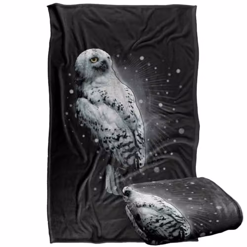 Warner Bros. Harry Potter Hedwig Snow Super Soft Silky Touch Fleece Throw Blanket, White and Multicolour – 1