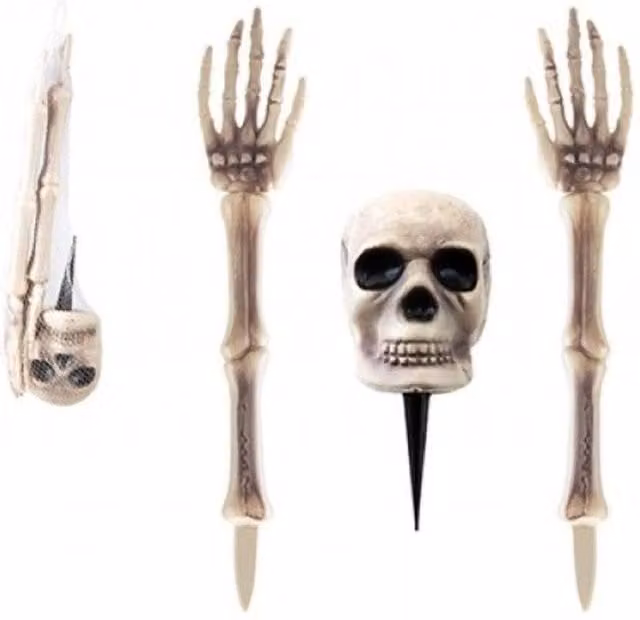 KDMD Buried Skeleton Stake Set in Brown and White for Halloween Parties