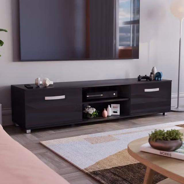 Vida Designs Cosmo 2 Door TV Unit, Black – 1