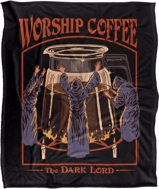 Steven Rhodes Worship Coffee Super Soft Fleece Throw Blanket, Multicolour, W: 91 cm, D: 147 cm – 1