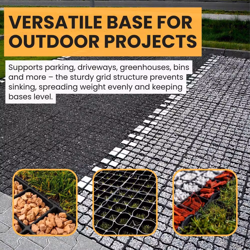 Novecrafto Black Plastic Gravel Grid Set for Driveways, Sheds and Garden Paths, 8 Pieces – 3