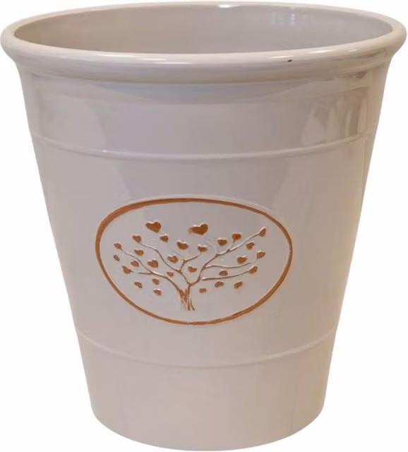 Four Candle Cream and White Plastic Round Love Heart Tree Planter Tub – 1