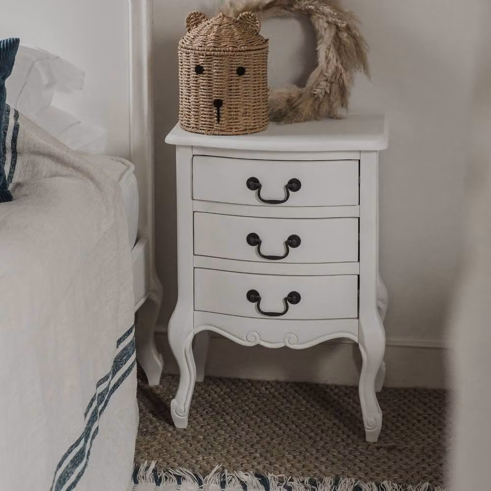 Statement Furniture Juliette Vintage Chic 3 Drawer Bedside Table in Antique White – 2