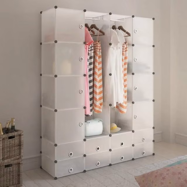Berkfield Home Modular Cabinet with 18 Compartments, White, W/D/H: 146 x 37 x 180.5 cm – 1