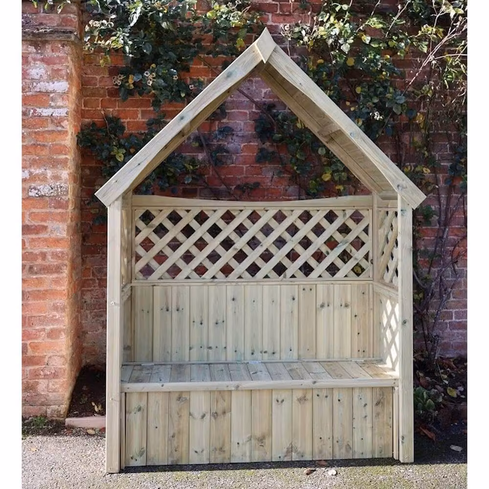 Churnet Valley Garden Furniture Ltd Daisy 3 Seat Trellis Storage Arbour in Beige, W/D/H: 179 x 60 x 235 cm – 3