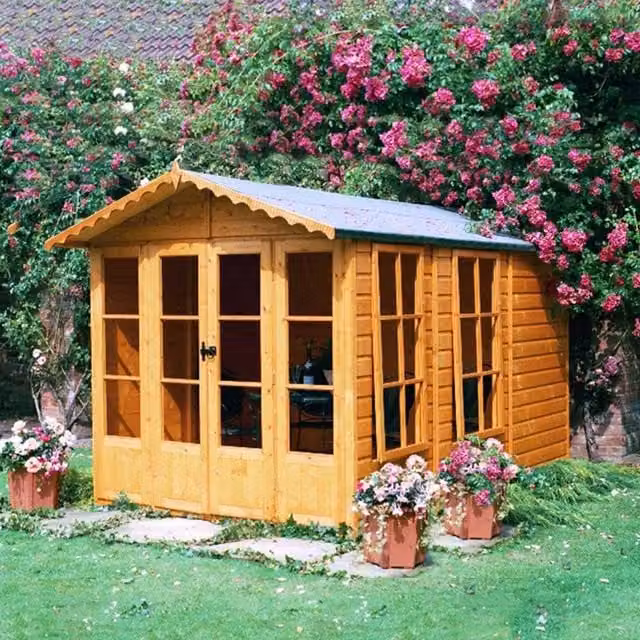 Shires Westminster Summerhouse with Double Doors and Opening Windows, Light Brown, W: 400 cm, D: 205 cm, H: 210 cm