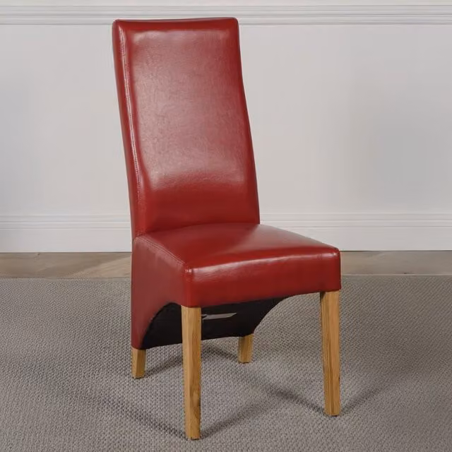 Thats Furniture Lola Red Synthetic Leather and Oak Dining Chairs