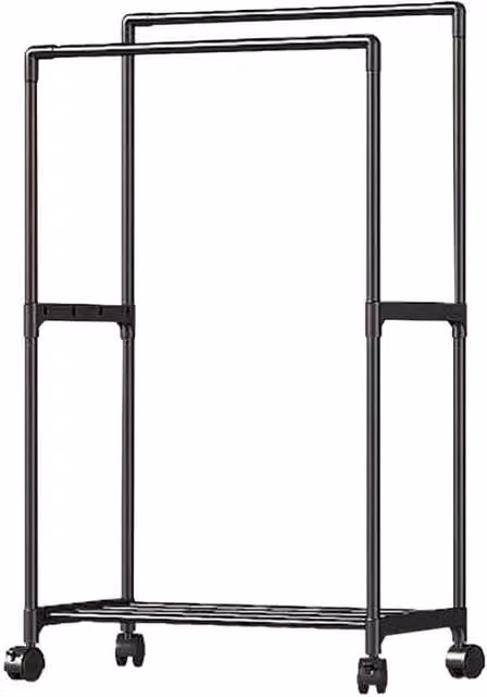 FORGEVIO Black Lacquered Metal Rolling Clothes Rail W/D/H: 100 x 50 x 115 cm – 1
