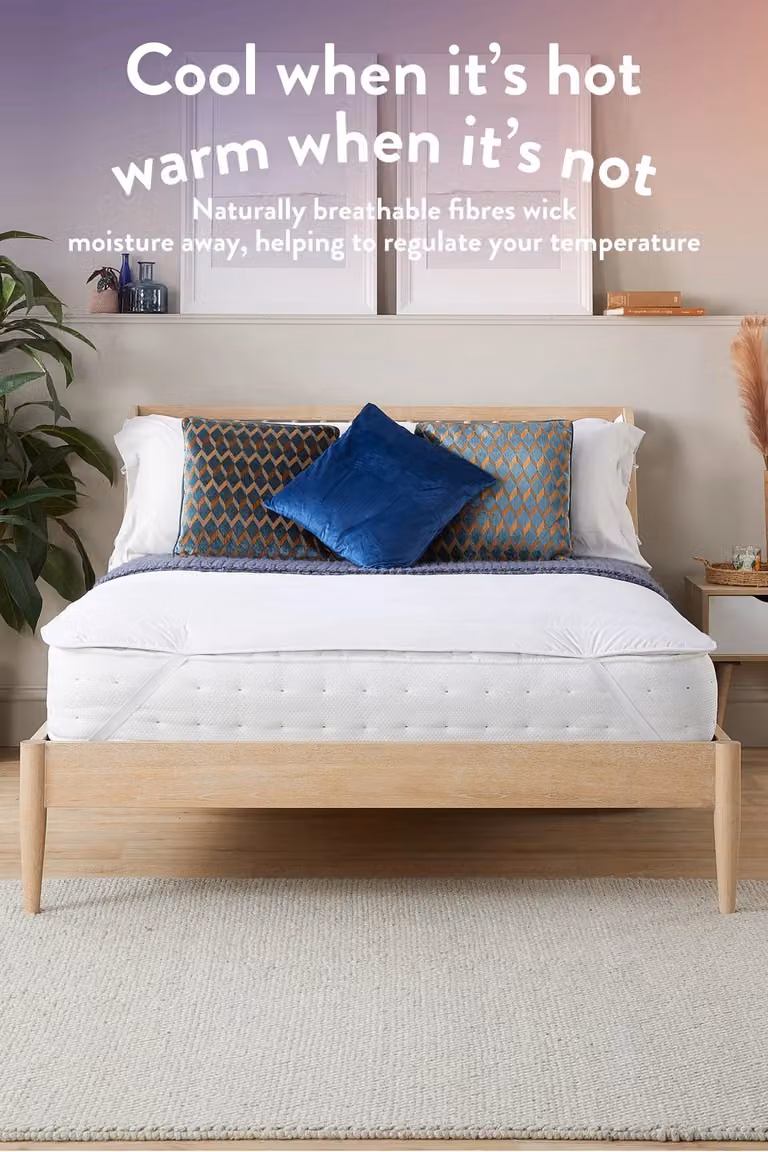 Slumberdown Wonderful New Wool Mattress Topper in White, W: 140 cm, D: 200 cm
