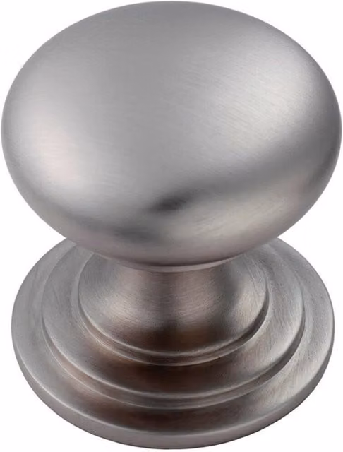 Loops Victorian Round Cupboard Door Knob, 25mm Diameter, Brushed Stainless Steel Silver Cabinet Handle – 1