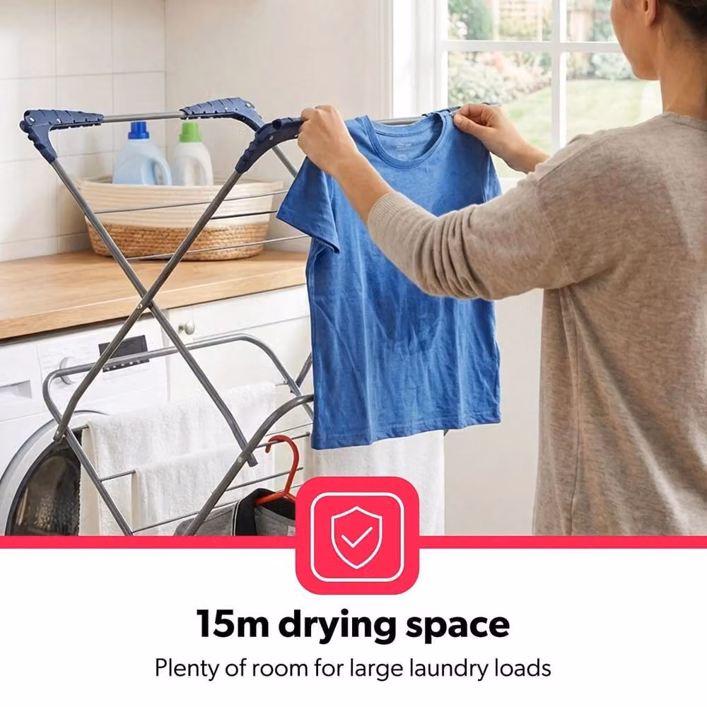 EONLION Foldable Metal Laundry Rack in Grey, Width: 100 cm – 2