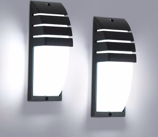 Pheashine 2-Pack LED Outdoor Wall Lights, 12W 6500K Cool White, Black Aluminium Up and Down Exterior Fixtures – 1