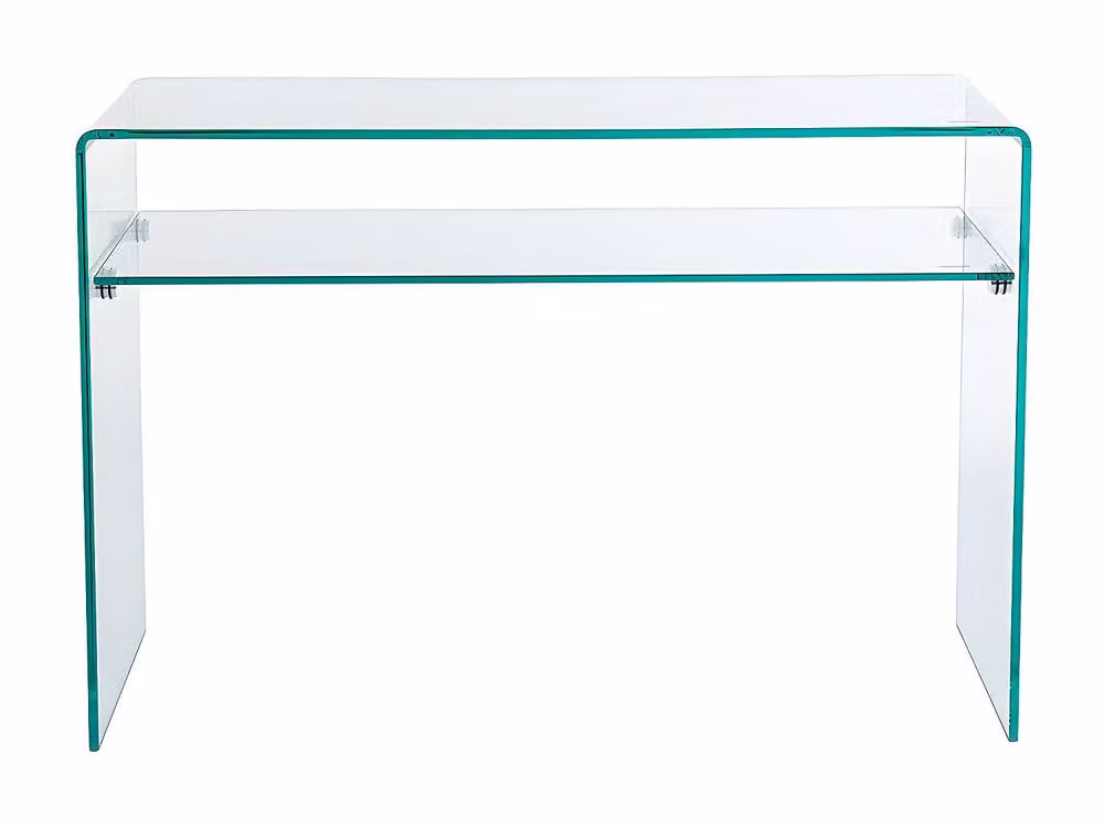 Vente-unique STILEOS 1-Compartment Tempered Glass Console Table in Transparent – 2