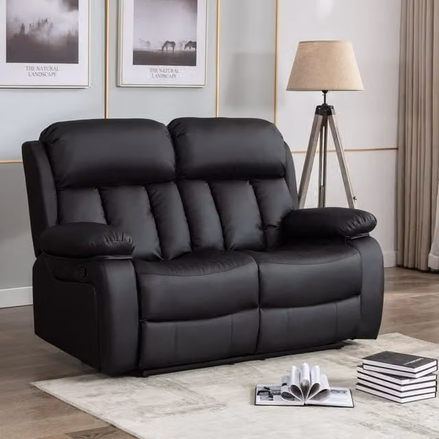 More4Homes Chester 2 Seater Manual High Back Bonded Leather Recliner Sofa in Brown (W/D/H: 157 x 92 x 108 cm)