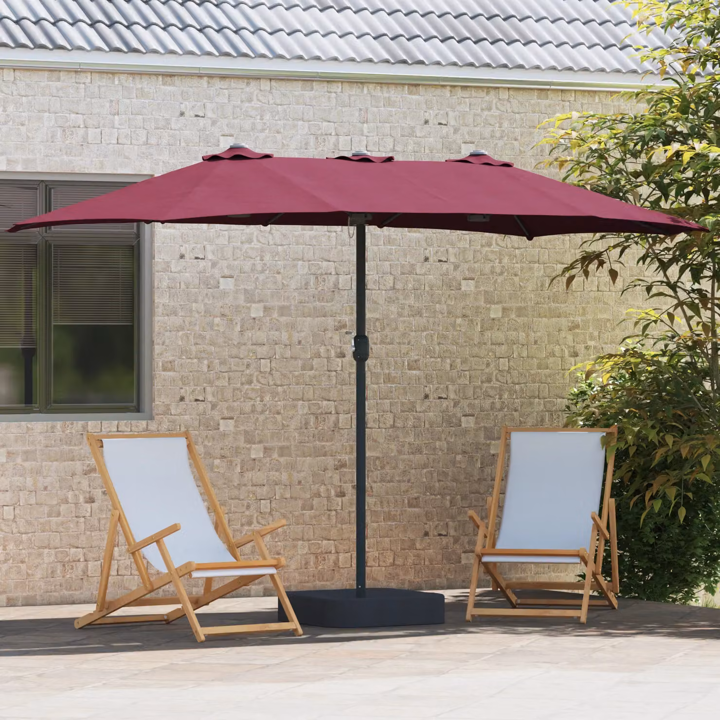 Berkfield Home Cantilever Garden Parasol in Red with Polyester Fabric and Steel Frame, W/D/H: 385 x 209 x 244 cm – 3