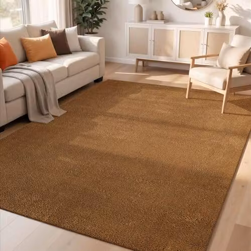 Desire Rugs Plain Gold Modern Rectangular Knitted Living Room Area Rug, W: 160 cm, L: 220 cm – 1