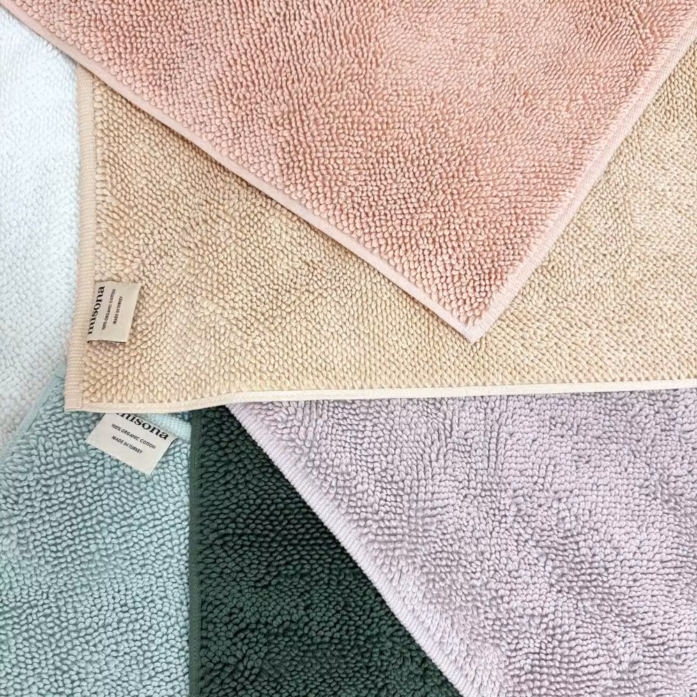 Misona Organic Cotton Luxury Reversible Loop Pile Bath Mat, Green, W: 80 cm, D: 50 cm – 3