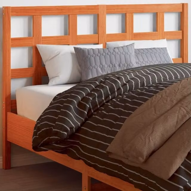Berkfield Home Rustic Solid Wood Pine Headboard in Wax Brown, Width: 135 cm