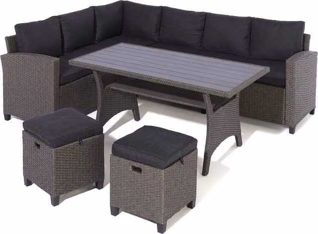 Rowlinson Devesa Corner Rattan Dining Set in Grey