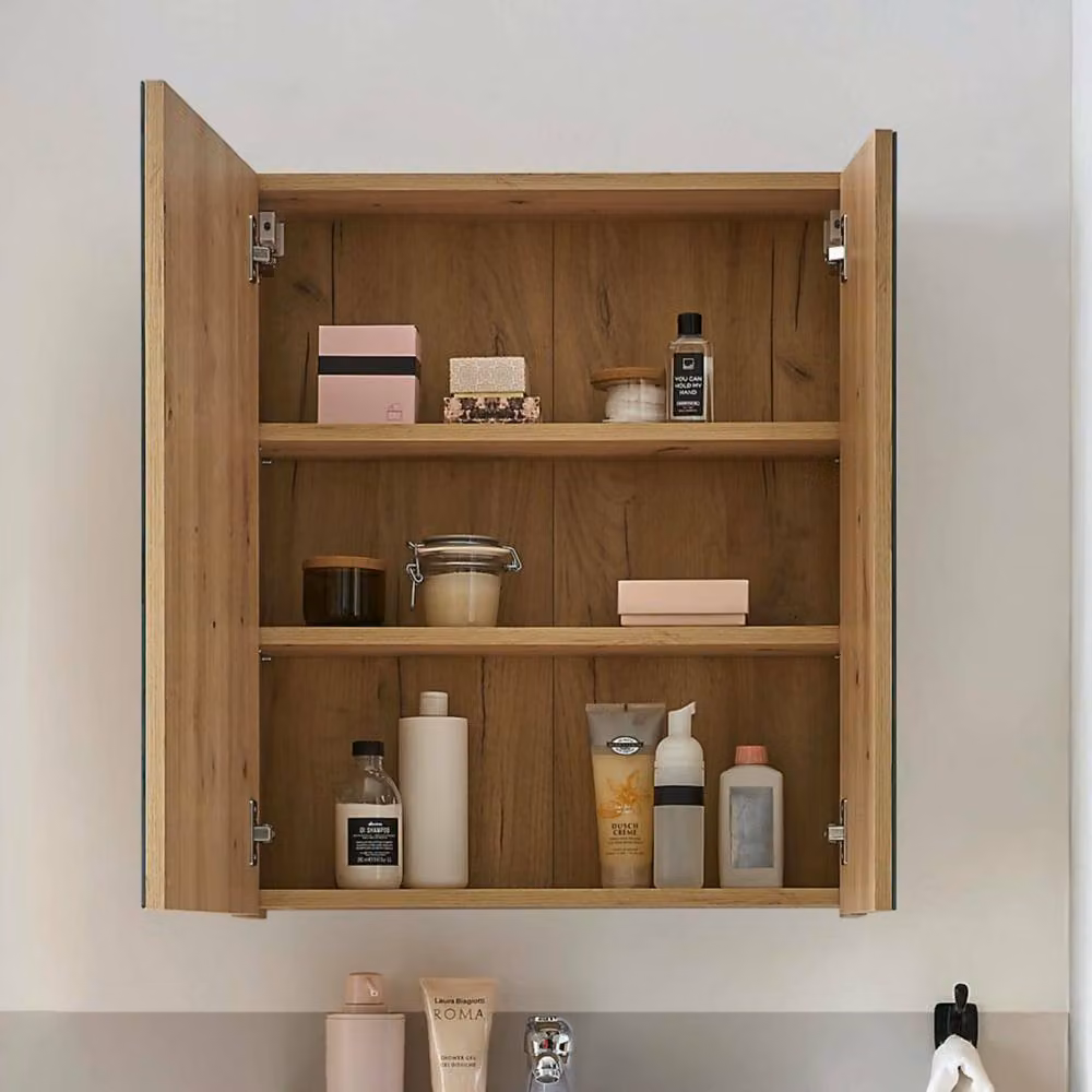 Cheshire Premium Haven Brown Glossy Mirrored Bathroom Cabinet with Internal Shelves – 3