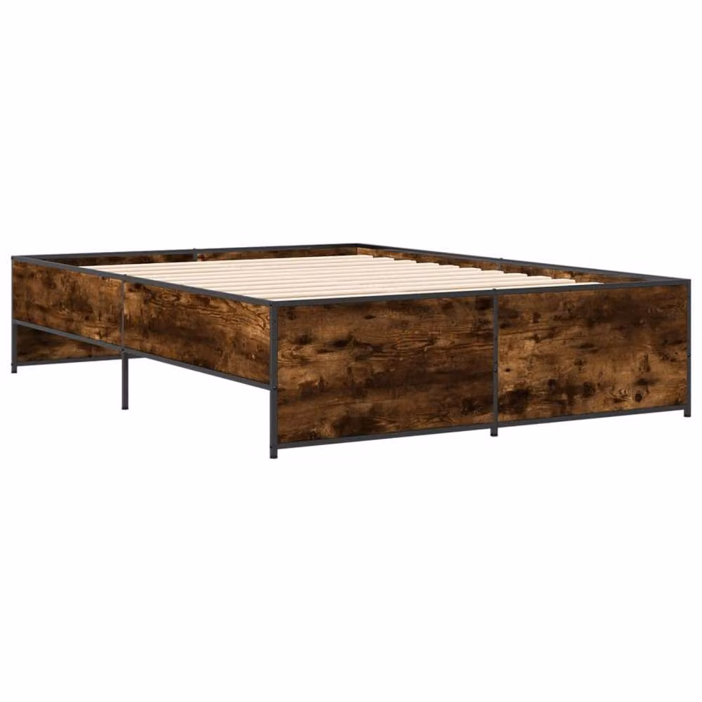 Berkfield Home Small Double Bed Frame in Smoked Oak Brown, W/D/H: 120 x 190 cm – 3