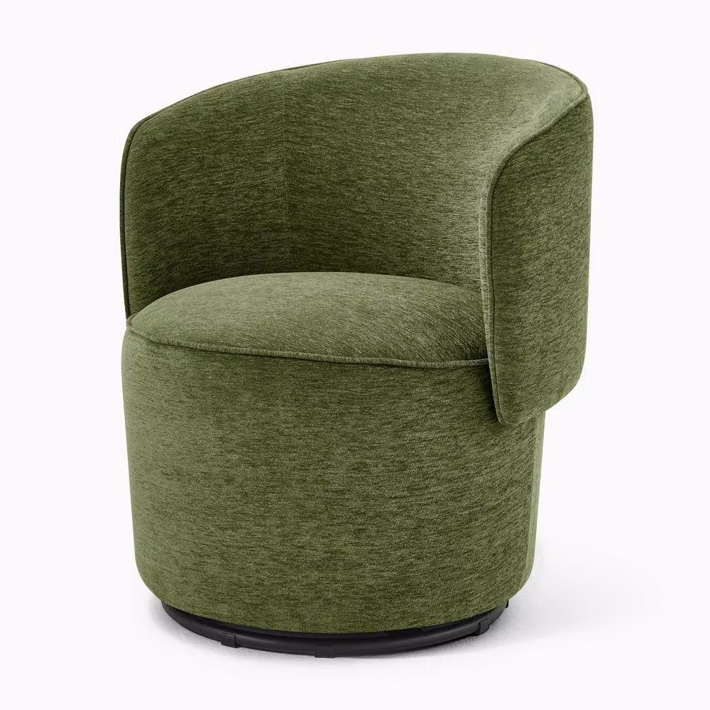 FurnitureboxUK Liode Green Fabric Round Swivel Accent Chair with Armrests – 2