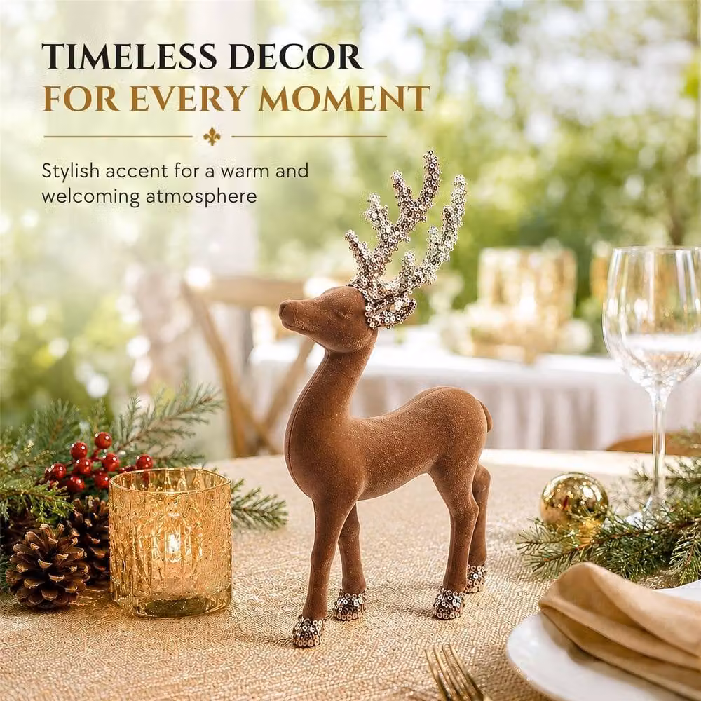 Shatchi Classic Christmas Reindeer Figurine in Brown, Height: 23 cm – 5