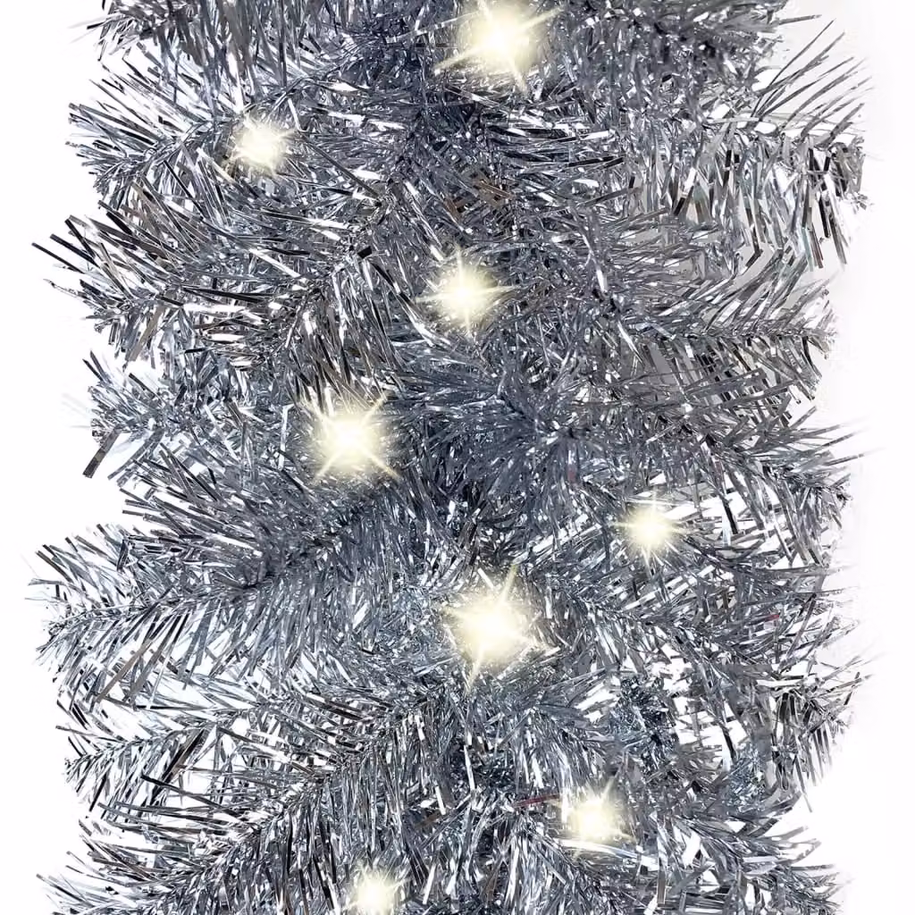 Berkfield Home Christmas Garland with Warm White LED Lights, 10 m, Silver – 3