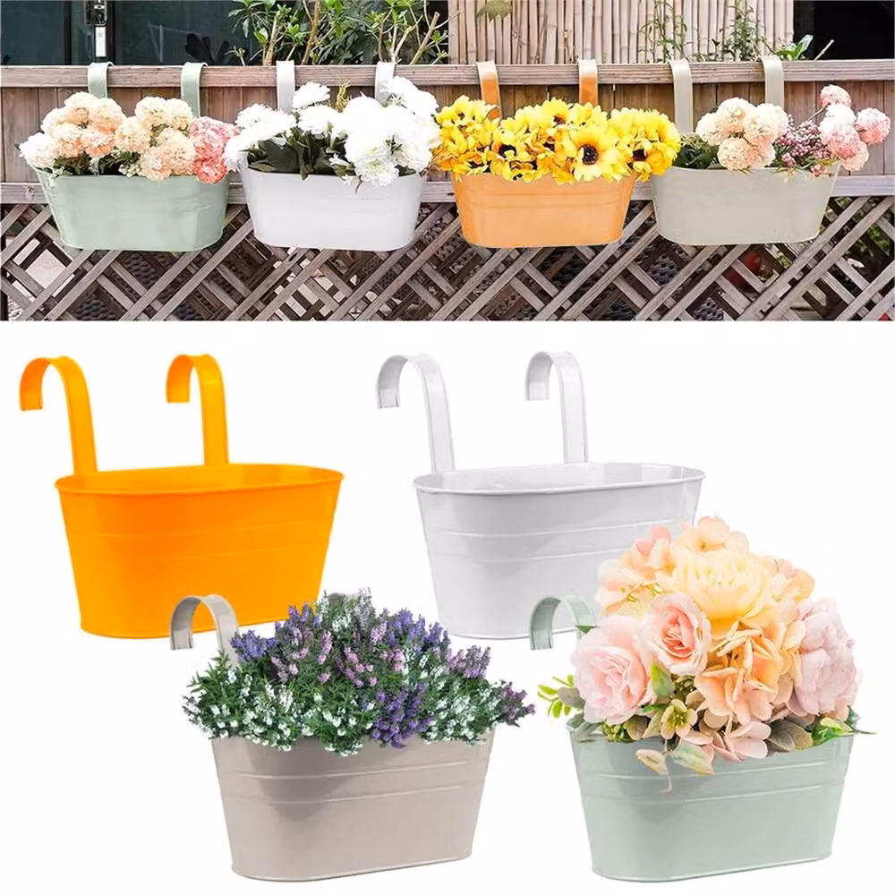 SPETLEK 4 Pack Oval Metal Hanging Planters in Multicolour – 3