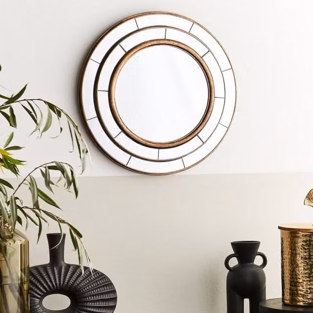 Wyld and Coco Gold Round Wall Mirror, Diameter: 40 cm – 1