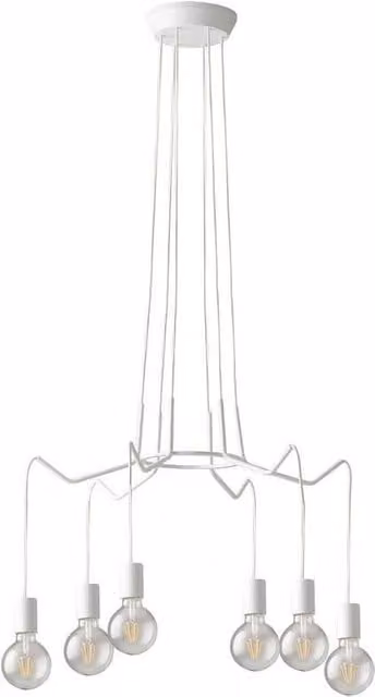 Netlighting Habitat 6 Light White Metal Wire Pendant Lamp with E27 Fitting