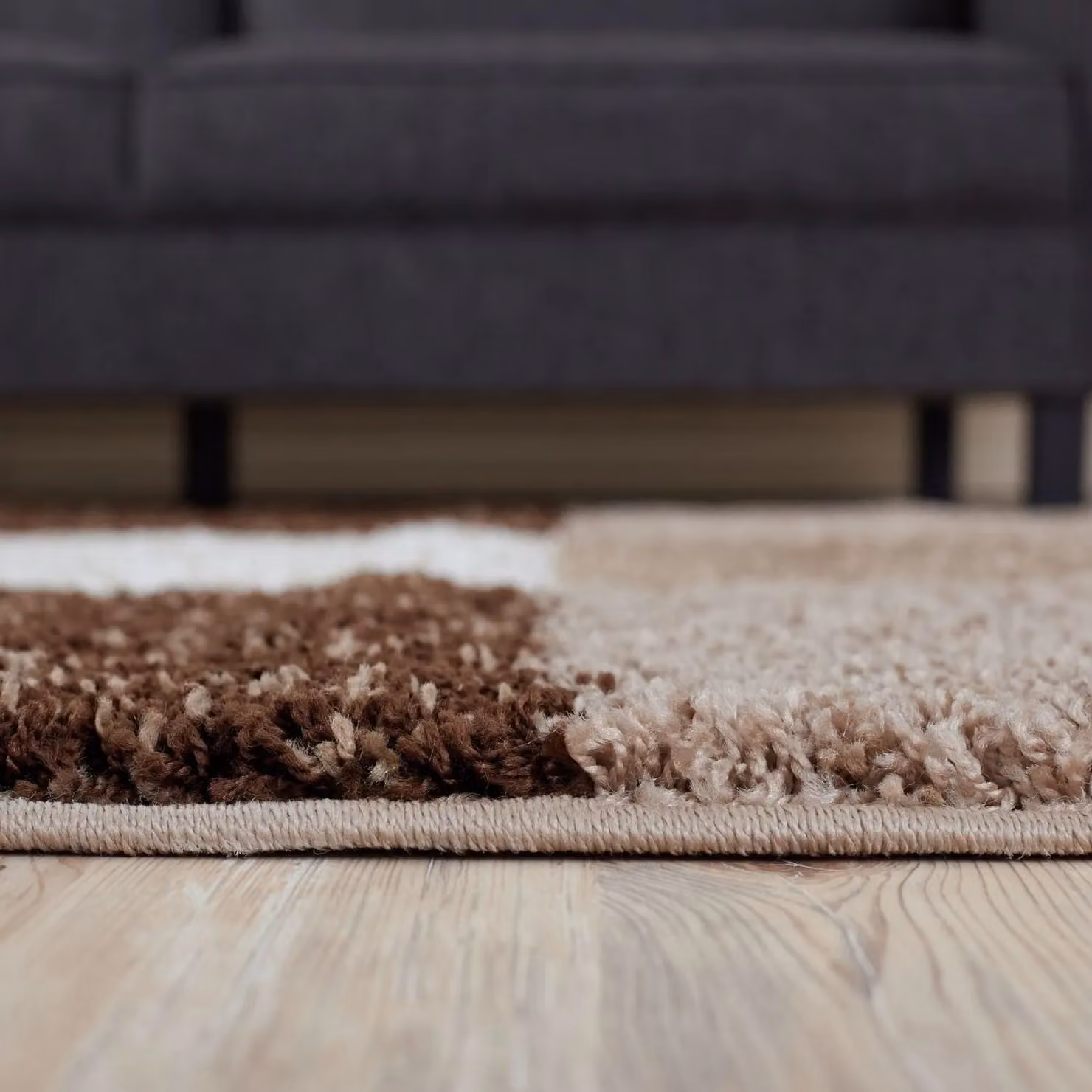 THE RUGS Modern Checked Shaggy Area Rug, Brown, W/D/H: 120 x 170 x 3 cm – 11
