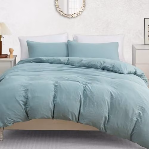 Pamposh King Size Reversible Microfibre Duvet Cover Set in Green with Pillowcases