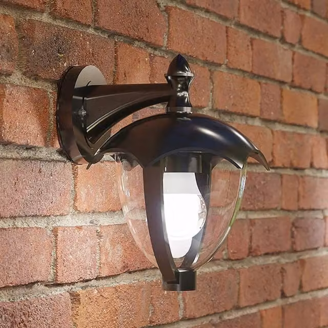 CGC Poppy Black Curved Coach Lantern Down Light in Aluminium for Garden and Terrace