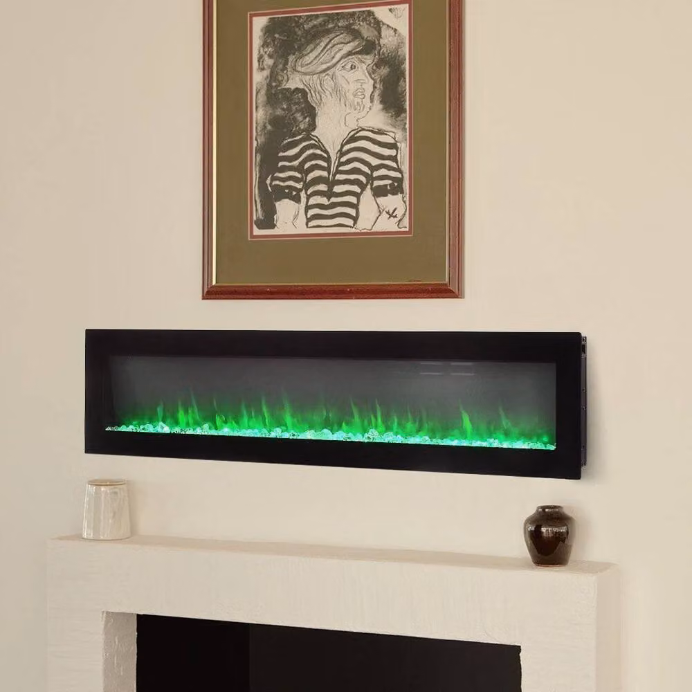 FORGEVIO Black Wall Mounted LED Fireplace, W: 101.6 cm, H: 52 cm – 6