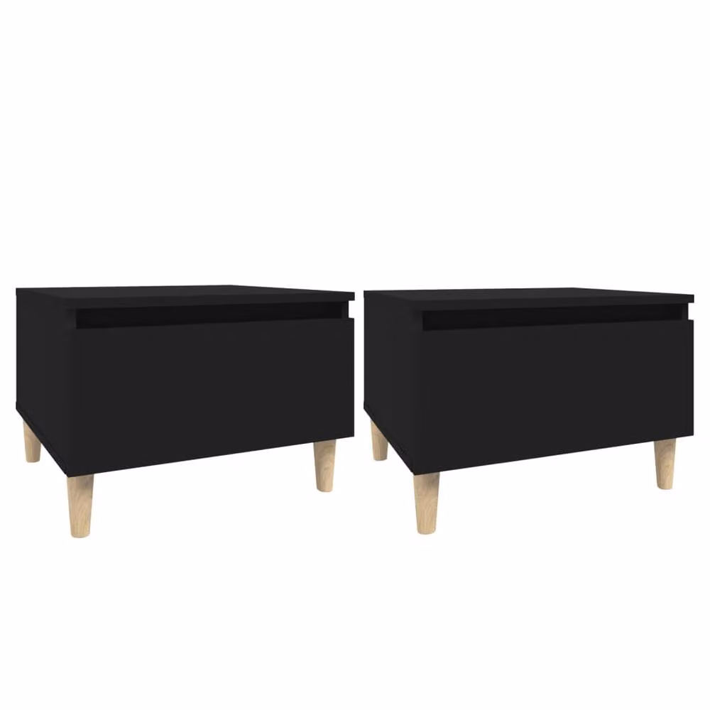 Berkfield Home Set of 2 Black Engineered Wood Side Tables W/D/H: 50 x 46 x 35 cm – 2