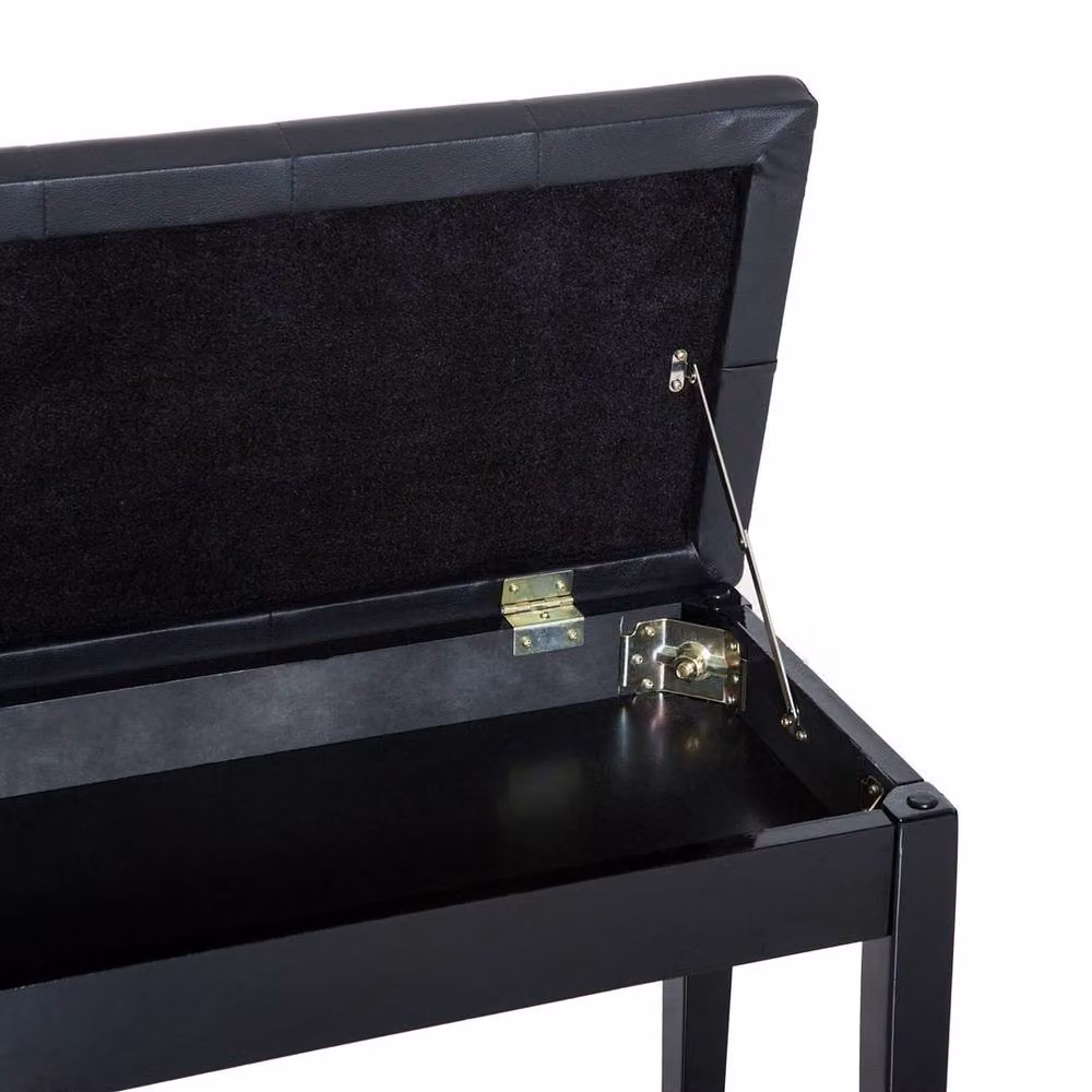 KORVIXA Faux Leather Piano Stool with Storage in Black – 3