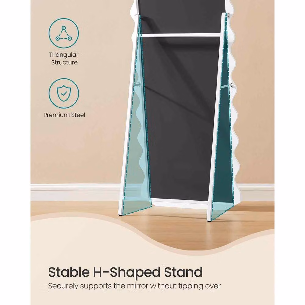 The Bazaarist Wavy Full Length Standing Mirror in Soft White – 3
